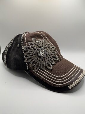 Olive & Pique Rhinestone Flower Distressed Baseball Cap 
#westernlifestylebling